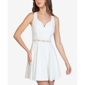 B Darlin Lace-Trim A-Line White Dress